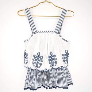 Chloe Laetitia for NJ Couture Barok Paris Blue Stripe Babydoll Top - Size S -NWT